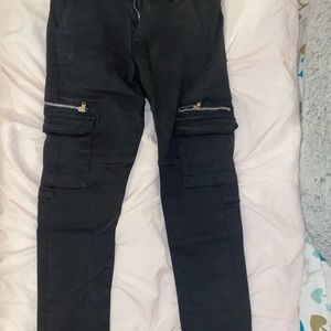 Girls Black Cargo Pants